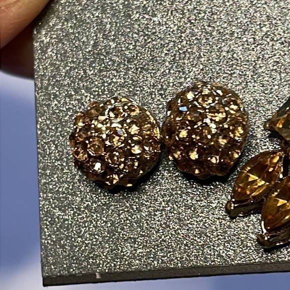 NWT Massini Set of 3 Fashion Earrings Crystal Jewel Gold Tone - Picture 4 of 7